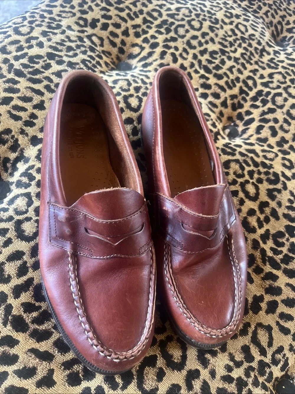 Vintage WEEJUNS GH Bass Brown Leather Penny Loafer Mens SZ 7